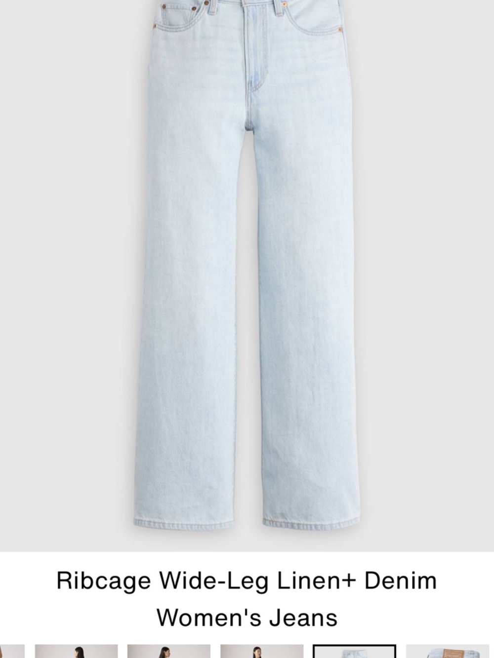 Levi's Light Blue Ribcage High Waisted Linen cotton blend 32 x 32. NWT - Picture 2 of 8